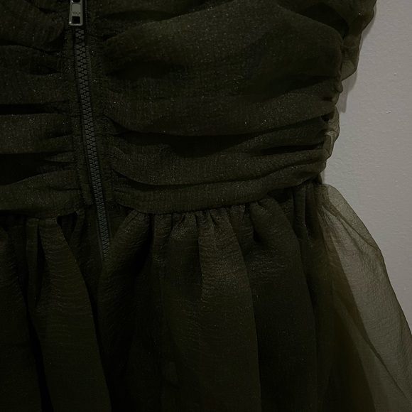 NWT Valeria Organza Dress - Olive Green - Picture 5 of 7